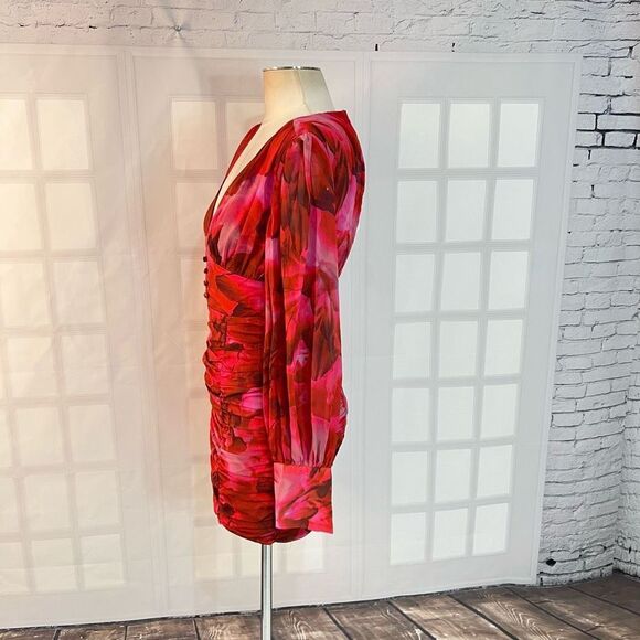 RUNAWAY NWT long sleeve ruched skirt LITSA DRESS PINK size xs or 2 - Picture 10 of 14